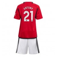 Camiseta Manchester United Antony #21 Primera Equipación Replica 2023-24 para niños mangas cortas (+ Pantalones cortos)